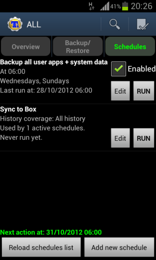 Titanium Backup, create the backup all apps and data sechedule