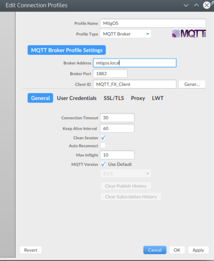 MQTT.fs settings dialog